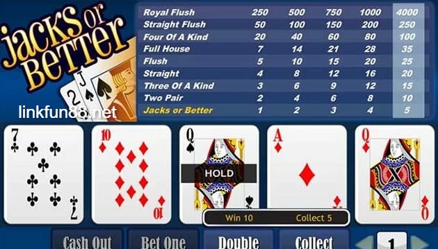 Jacks or Better một biến thể được chơi nhiều tại Video Poker Fun88