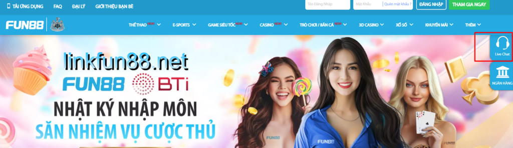 Liên hệ Fun88 qua kênh chat trực tuyến