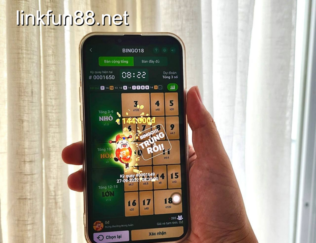 Chơi Bingo 18 nhận thưởng lớn khi thắng