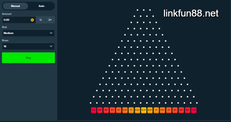 Chơi Plinko với mức độ rủi ro trung bình
